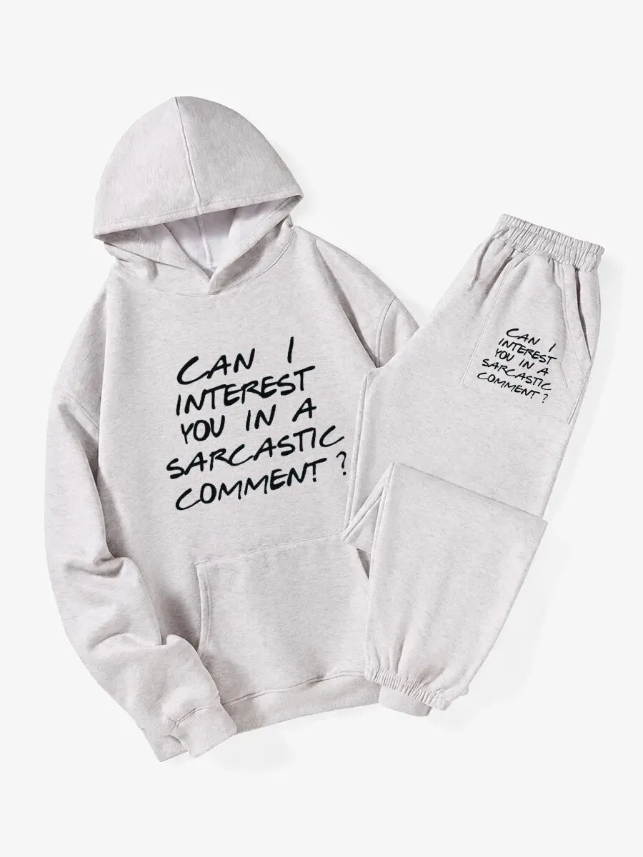 Sarcastic Comment Funny Quote Hoodie Sweatshirt and Jogger Pants Set