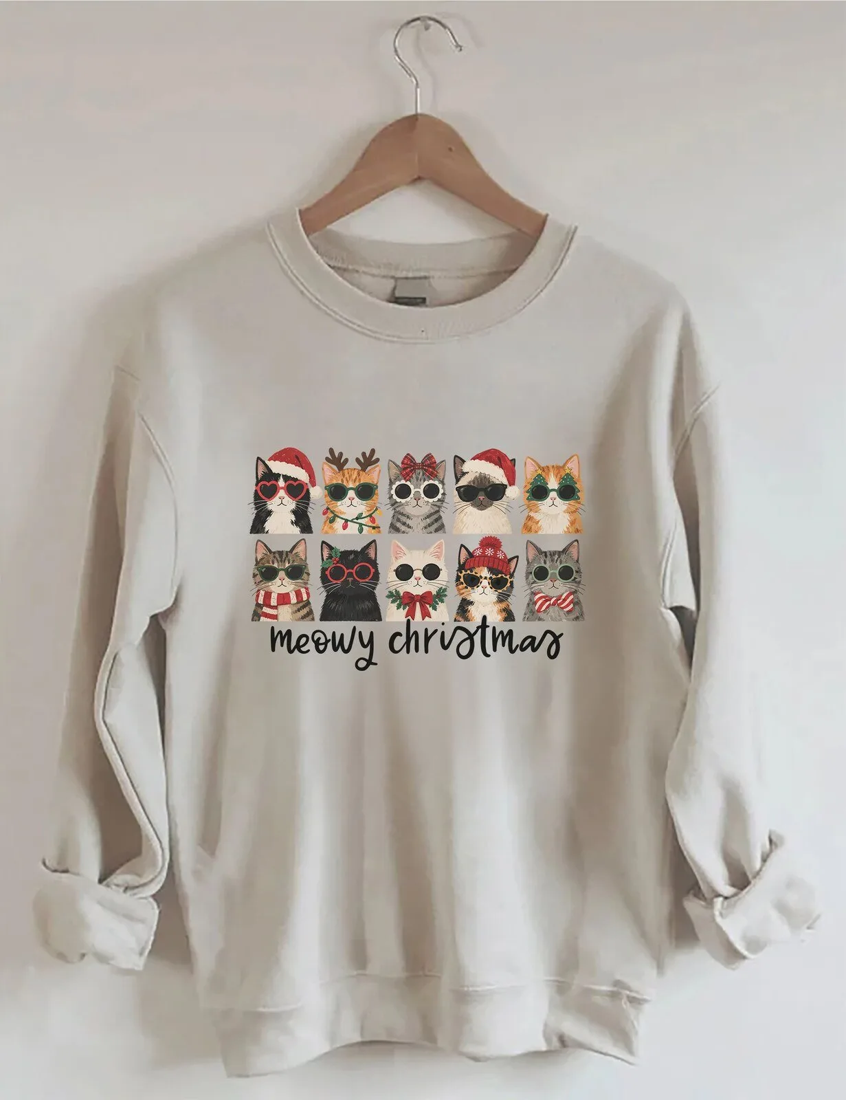 Meowy Christmas Cats Holiday Festive Crewneck Sweatshirt