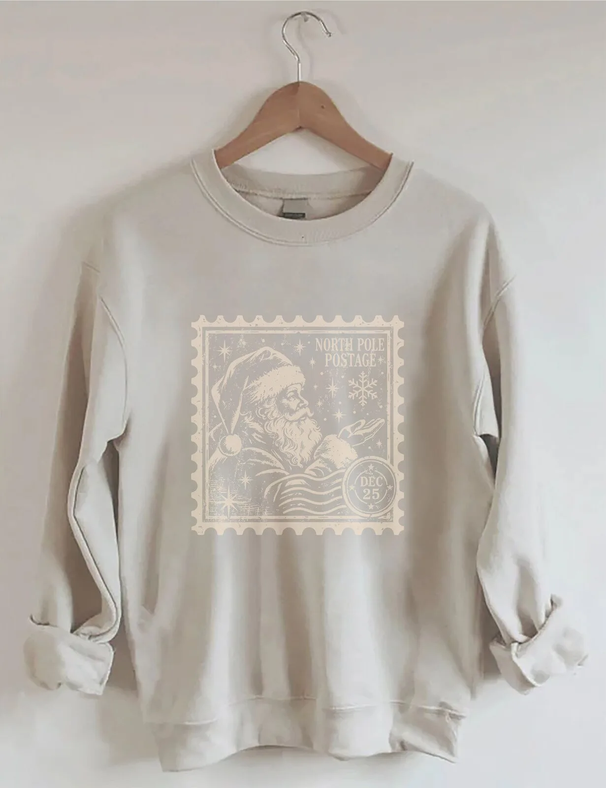 Christmas Santa Claus North Pole Postage Stamp Holiday Sweatshirt
