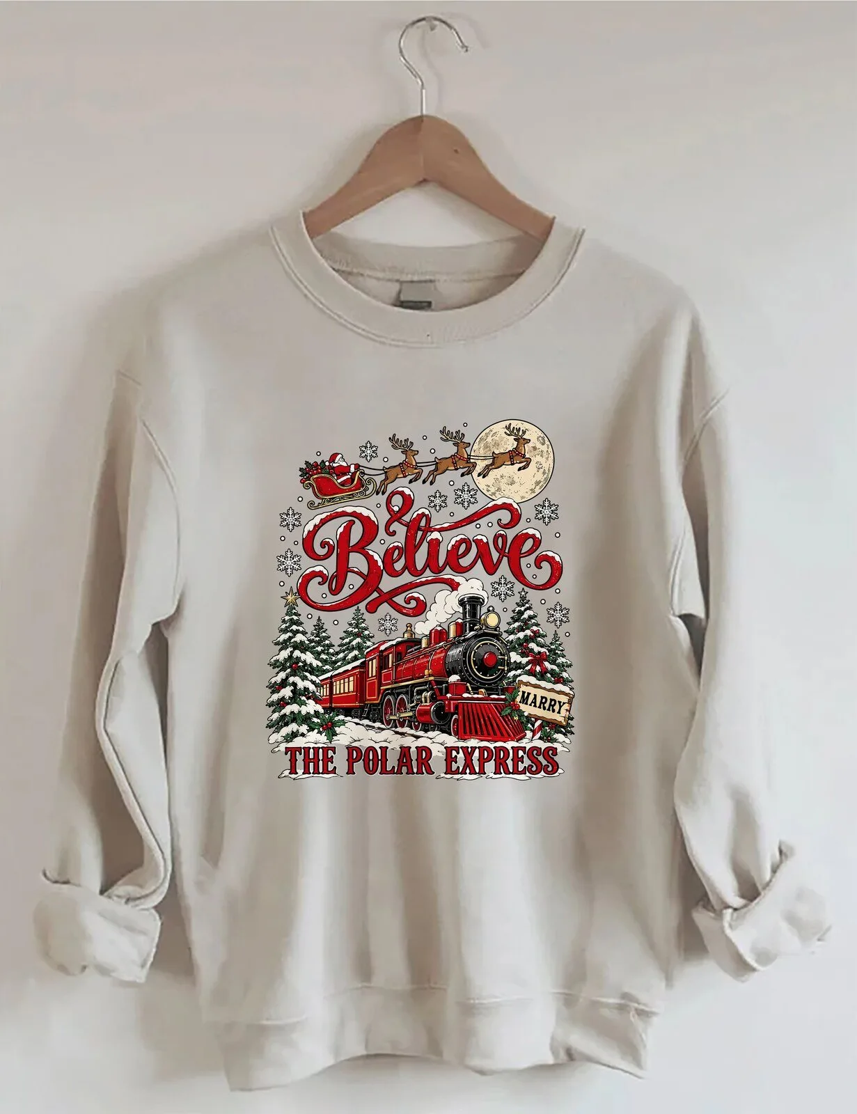 Believe The Polar Express Christmas Holiday Crewneck Sweatshirt