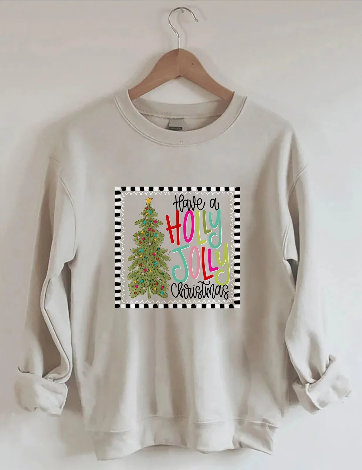Have A Holly Jolly Christmas Tree Festive Holiday Crewneck Sweatshirt