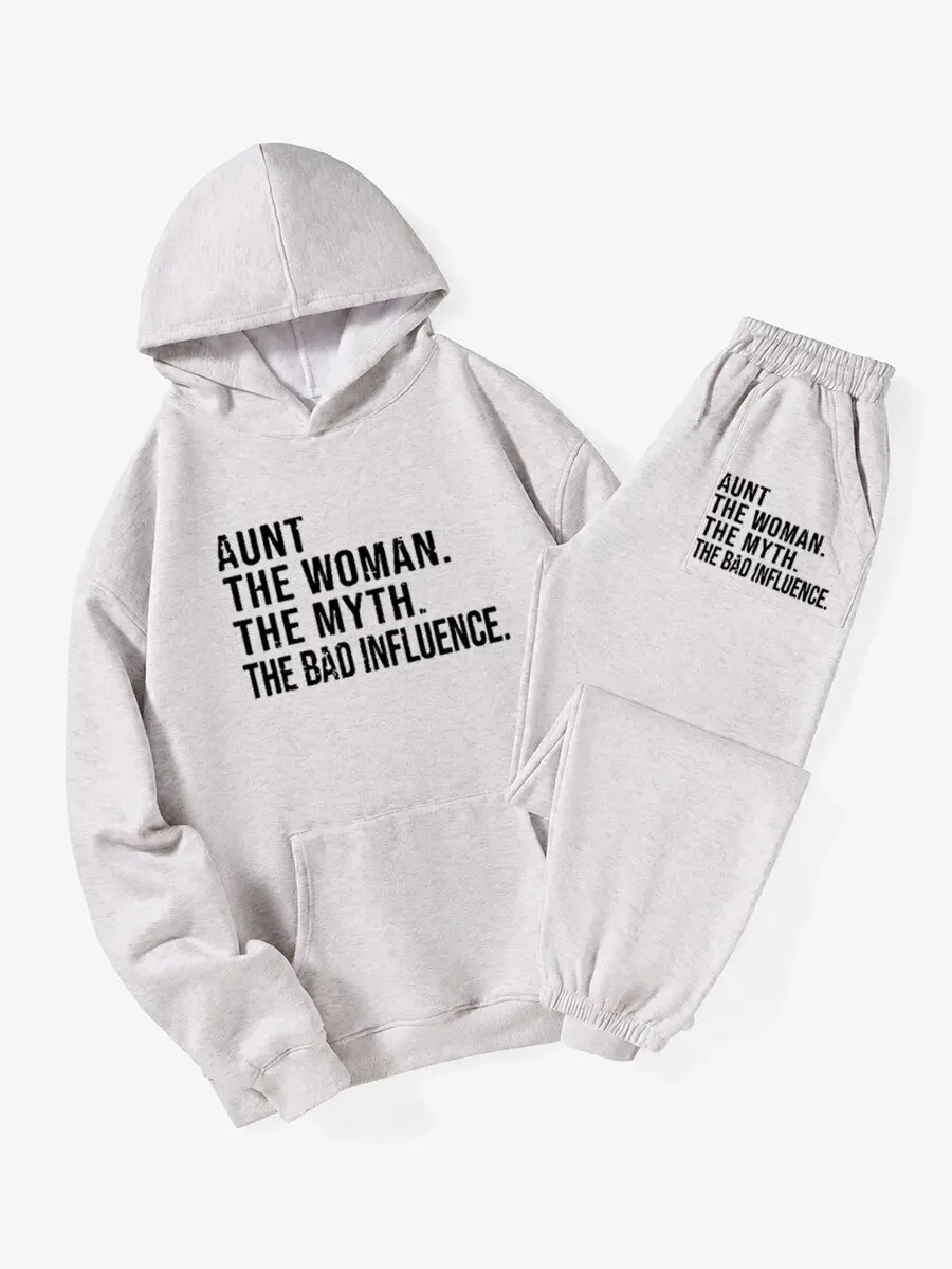 Funny Quote Hoodie - The Myth, The Woman, The Bad Influence: Aunt Edition