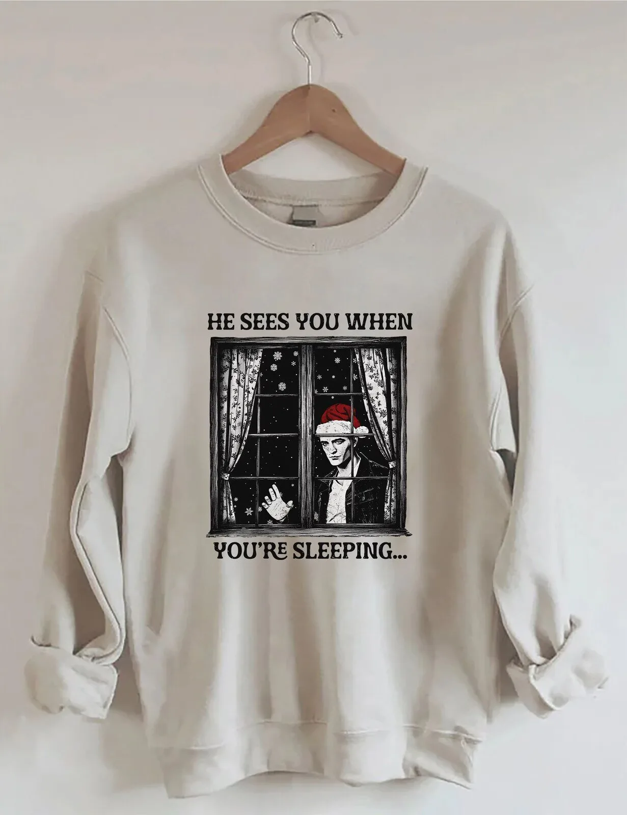 Funny Robert Pattinson Christmas He Sees You When You're Sleeping Sweatshirt